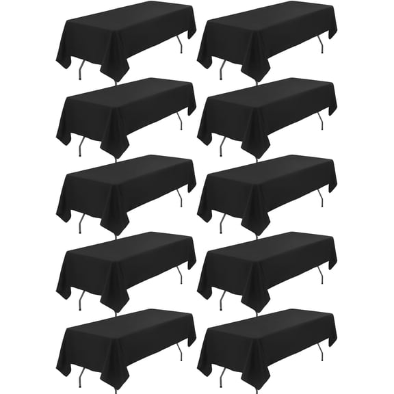 10 Pack Black Tablecloths for 6 Foot Rectangle Tables 60x102 Inch Tablecloth 6ft Table Cloths Polyester Tablecloths for Rectangle Tables Fabric Tablecloth Washable for Wedding Party