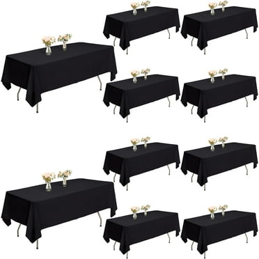 10 Pack Black Tablecloths 60x102 Inch Heavy-Duty Polyester Table Cloths for 6 Foot Rectangle Tables, Reusable Washable Tablecloths Rectangular for Weddings, Parties, Banquets