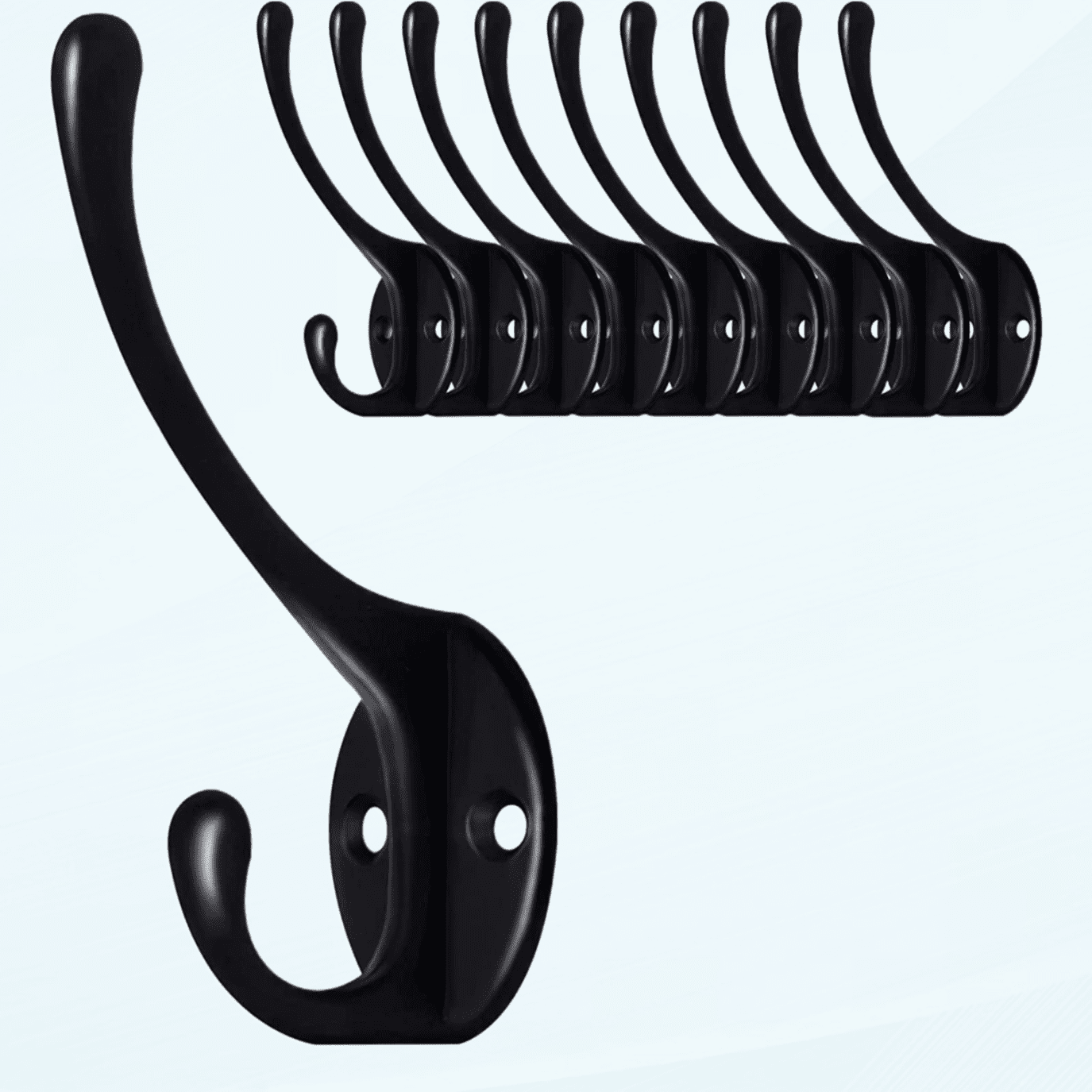 10 Pack Black Wall Hooks For Hanging, Metal Coat Hooks Wall Mounted Cubicle Accessories, Retro Double Hooks Heavy Duty Door Hanger For Towel, Hat, Key, Closet, Bag