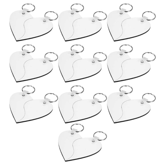 10-Pack Blank Heart MDF Keychains for Heat Transfer (8DK-033-D-A)