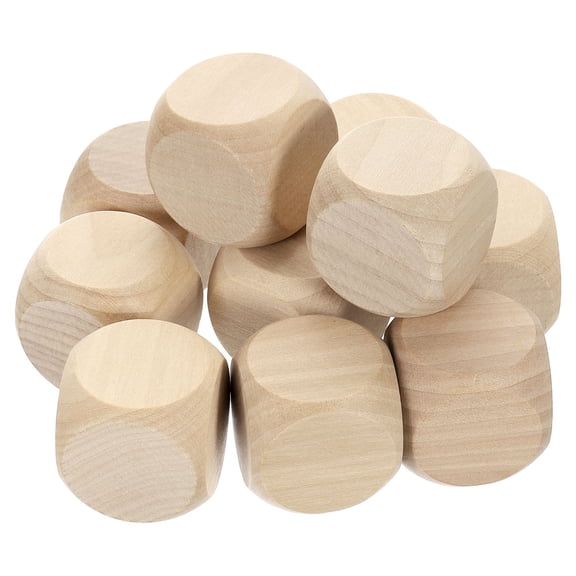 10 Pack Blank Wooden Dice, 35mm/1.38inch Unfinished Wooden Cube Rounded Corners Square Block for DIY Craft Projects