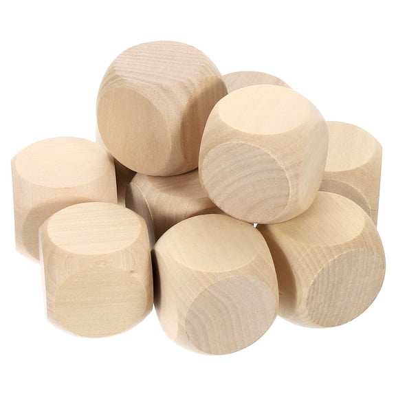 10 Pack Blank Wooden Dice, 40mm/1.57inch Unfinished Wooden Cube Rounded Corners Square Block for DIY Craft Projects