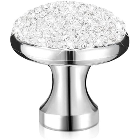 10 Pack Bling Cabinet Knobs, 1-1/5 inch (30mm) Round Crystal Diamond Decoration ABS Material Kitchen Hardware, Cupboard Drawer Pulls, Dresser Handle with Screw (White)
