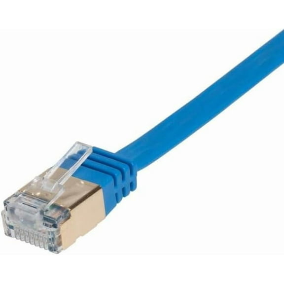 10-Pack Blue 100FT Flat CAT7 U/FTP Ethernet Cable 10Gbps High Speed Shielded Gold Plated RJ45 Patch Cord for Router, PC, Gaming, Smart TVs, PoE Devices, 10Gbps High-Speed Network
