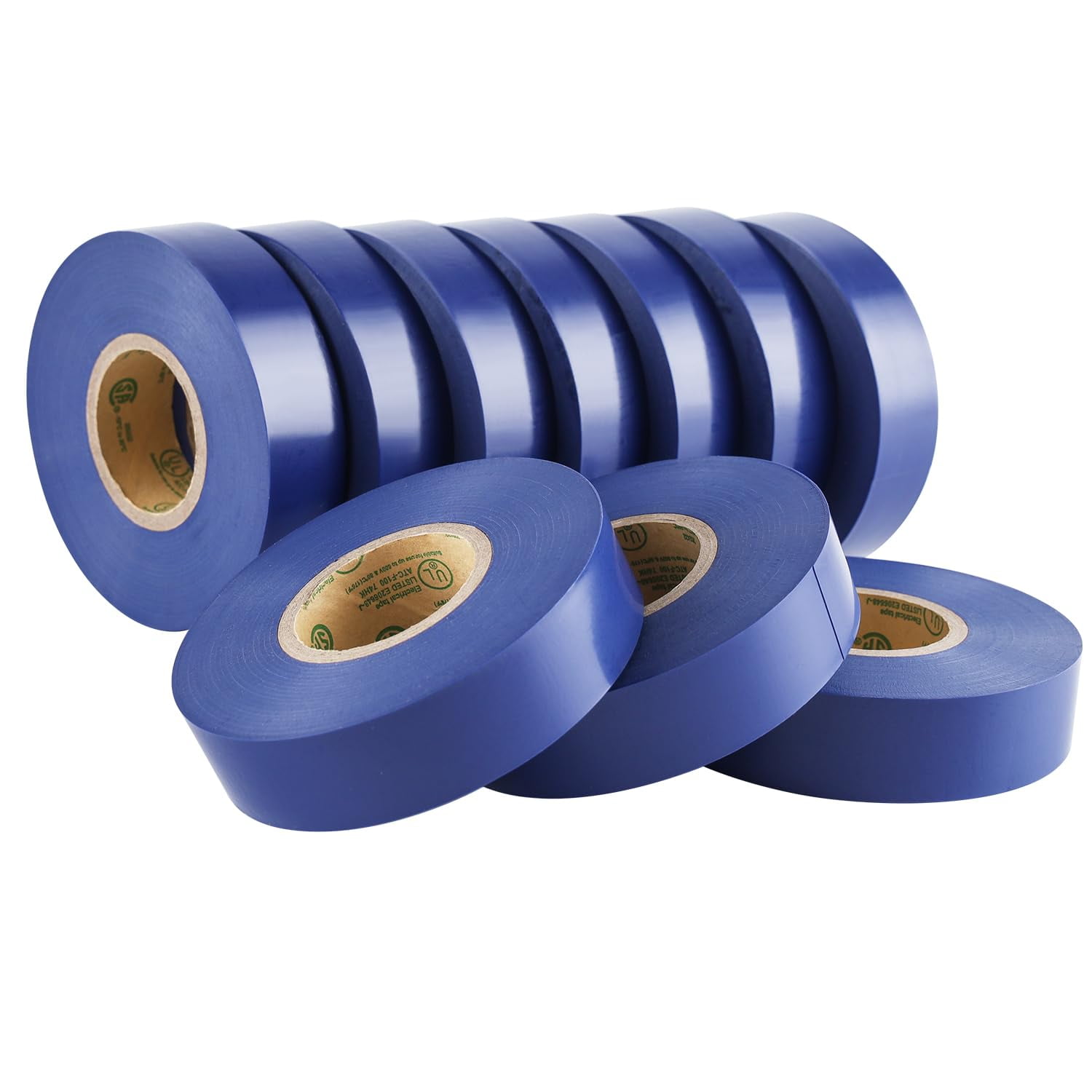 10-Pack Blue Electrical Tape Waterproof, 3/4 in x 66ft, Industrial Grade UL/CSA Listed High Temp Electric Super Vinyl