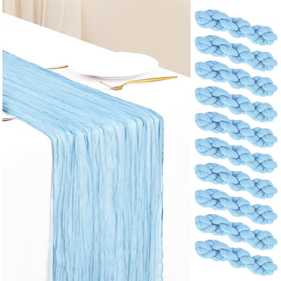10 Pack Blue Table Runner Cheesecloth Table Runner 17 x 108 inch Boho Gauze Cheese Cloth Table Runners Rustic Sheer Table Decorations for Wedding Party Bridal Shower Birthday