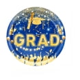 thumbnail image 1 of 10-Pack Blue and Gold Graduation 7-Inch Paper Plates, Disposable Party Tableware for Desserts, Graduation Theme, 1 of 6