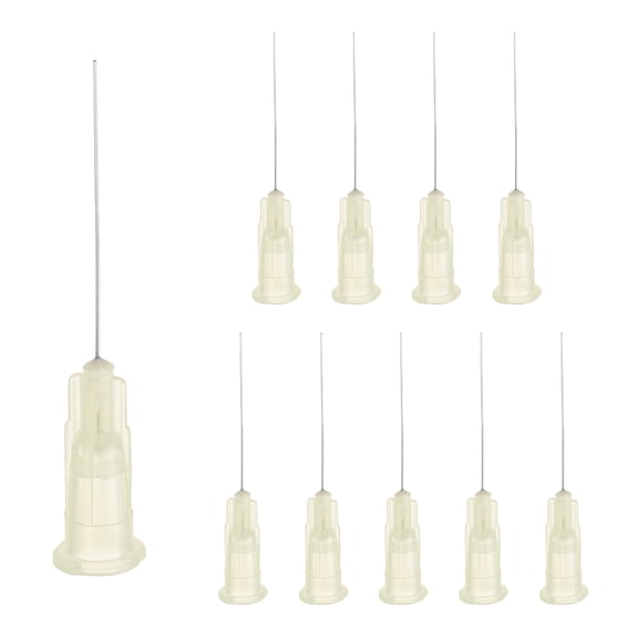10 Pack Blunt Tip Dispensing Needle, 30 Gauge Stainless Steel Dispensing Tips with Luer Lock 1" Blunt Dispenser Needle for Measuring, Refilling Inks, Light Yellow