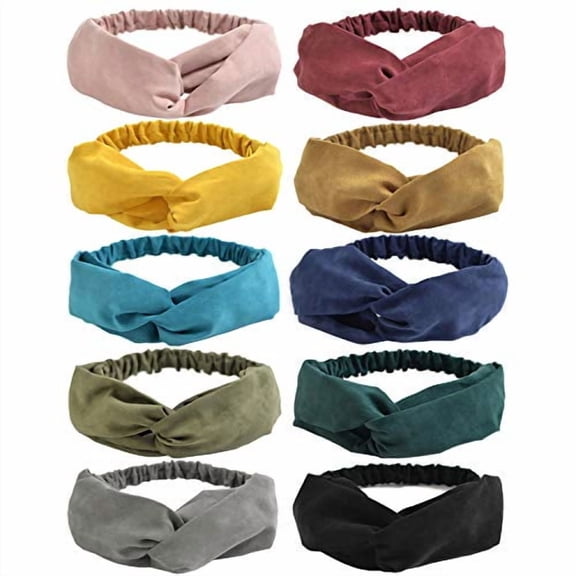 10 Pack Boho Headbands for Women Vintage Cross Elastic Head Wrap Hair Accessories