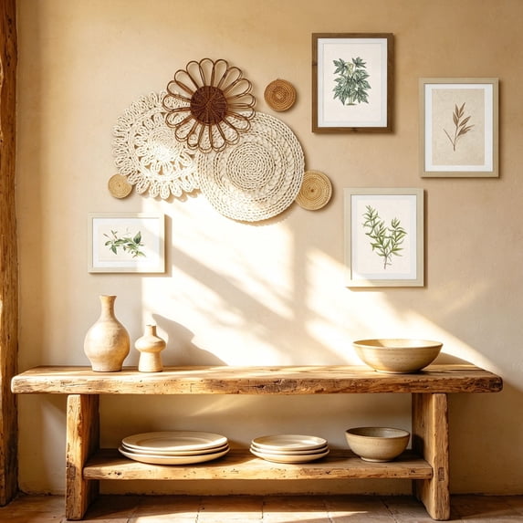 10 Pack Boho Wall Decor, Gallery Wall Decor Set with 6 Woven Flat ...