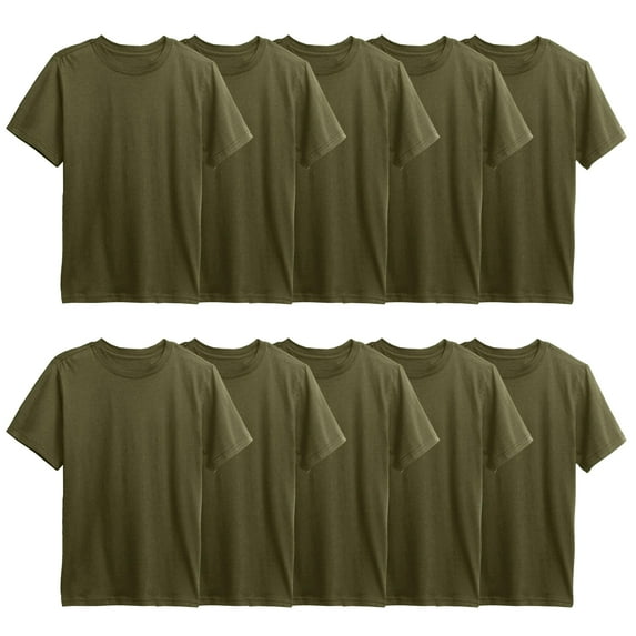 10-Pack Boys Short Sleeve Crew Neck Premium Soft Cotton Blend T Shirt (XS-2XL)