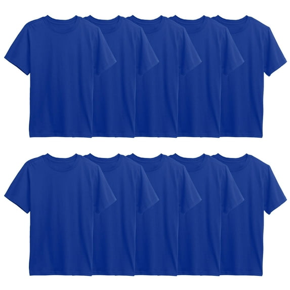 10-Pack Boys Short Sleeve Crew Neck Premium Soft Cotton Blend T Shirt (XS-2XL)