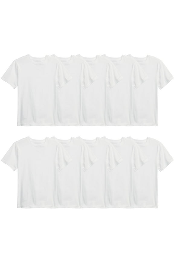 10-Pack Boys Short Sleeve Crew Neck Premium Soft Cotton Blend T Shirt (XS-2XL)