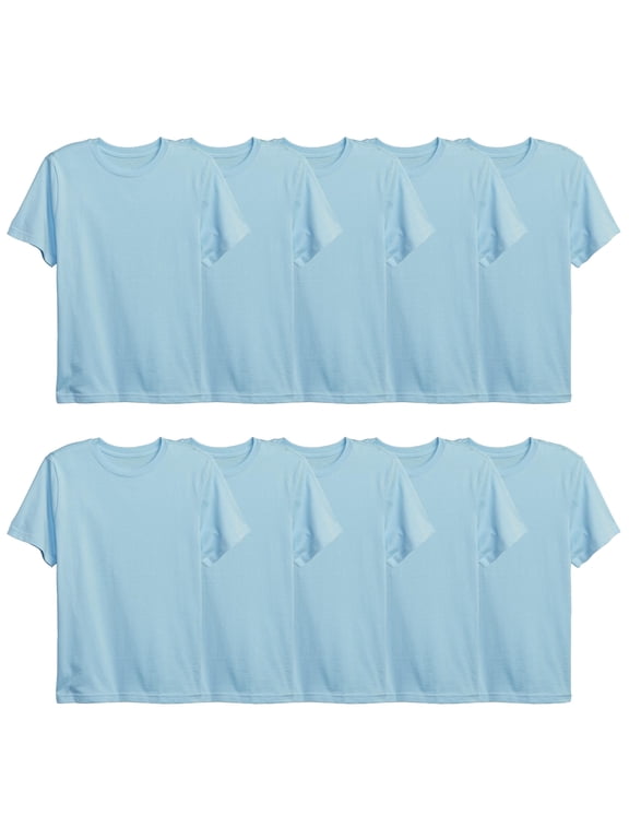 10-Pack Boys Short Sleeve Crew Neck Premium Soft Cotton Blend T Shirt (XS-2XL)