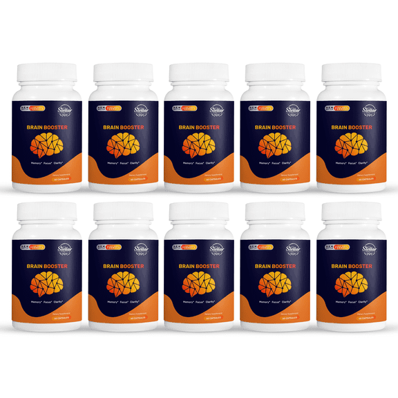 10 Pack Brain Booster, helps memory, focus and clarity-60 Capsules x10