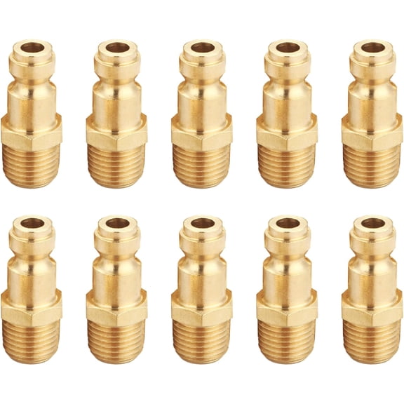 10 Pack Brass Air Quick Connect Fittings, Automotive Type C Male 1/4 Inch NPT Air Compressor Couplers and Plugs