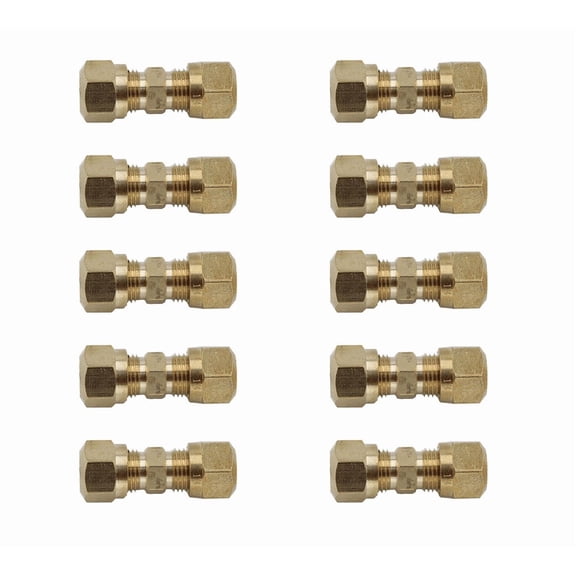 10 Pack Brass Straight Union for Nylon Tube 3/8 for Truck Replaces 12-8506 12-09952 11202 016260 1462X6 1462-6 283119 62NTA6 62P-06 6635-62NTA6 AM17714626 M1348 PHR128506 S762AB6 16260