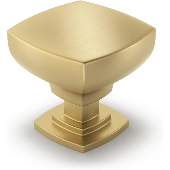 10 Pack Brushed Brass Cabinet Knobs Solid Dresser Knobs - Square Drawer Knobs for Dresser Drawers MO9016GD Kitchen Cabinet Hardware Brushed Gold 10 Pack