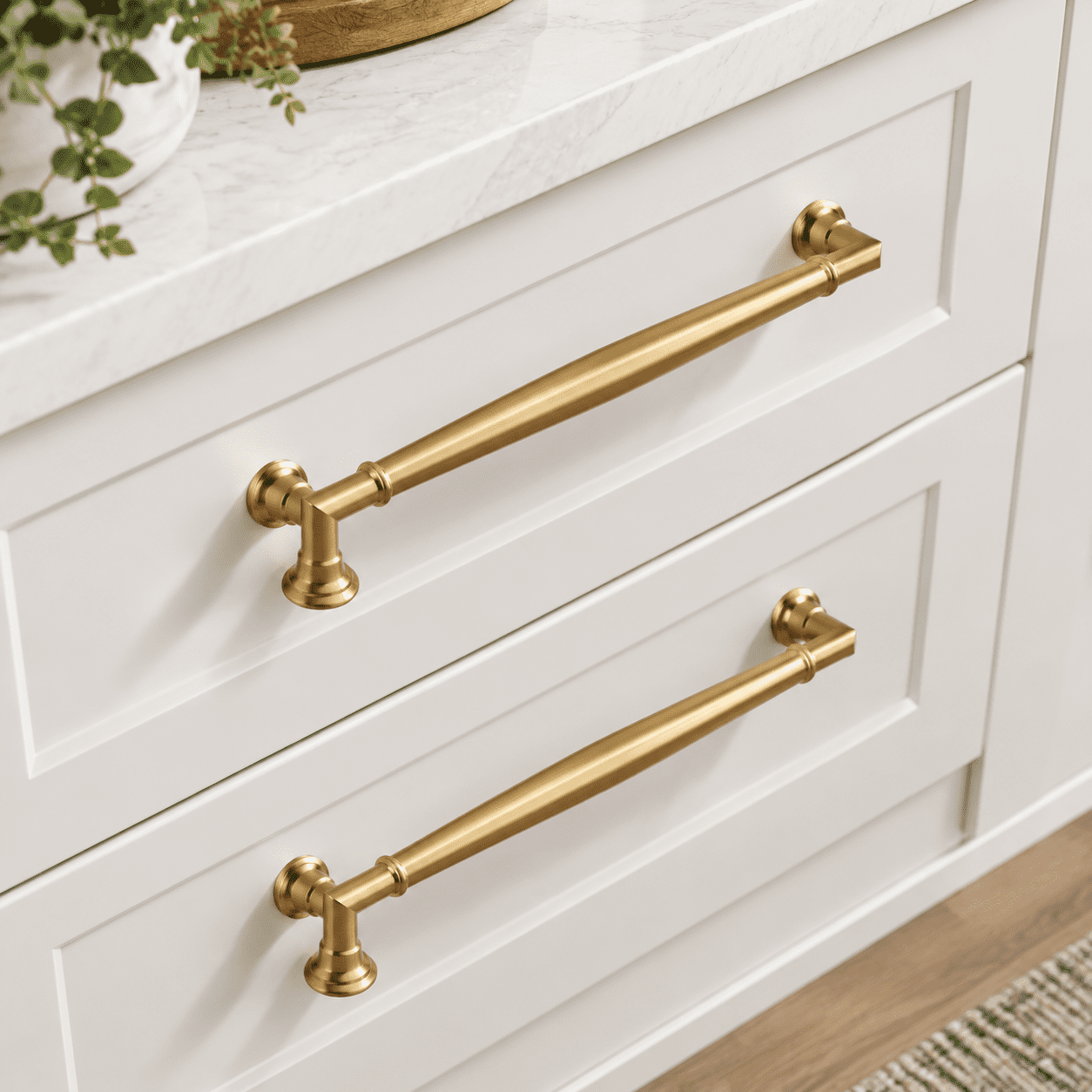 10 Pack Brushed Brass Cabinet Pulls, 6 Inch Hole Center, Solid Zinc ...