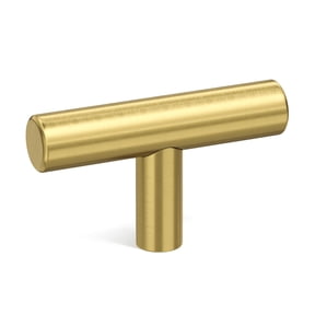 10 Pack Brushed Brass Gold Cabinet Knobs, 2in Overall Length Single Hole Drawer Knobs LS201GD, Gold Cabinet Handles Dresser Knobs Hardware for Kitchen Cupboard Doors & Closet