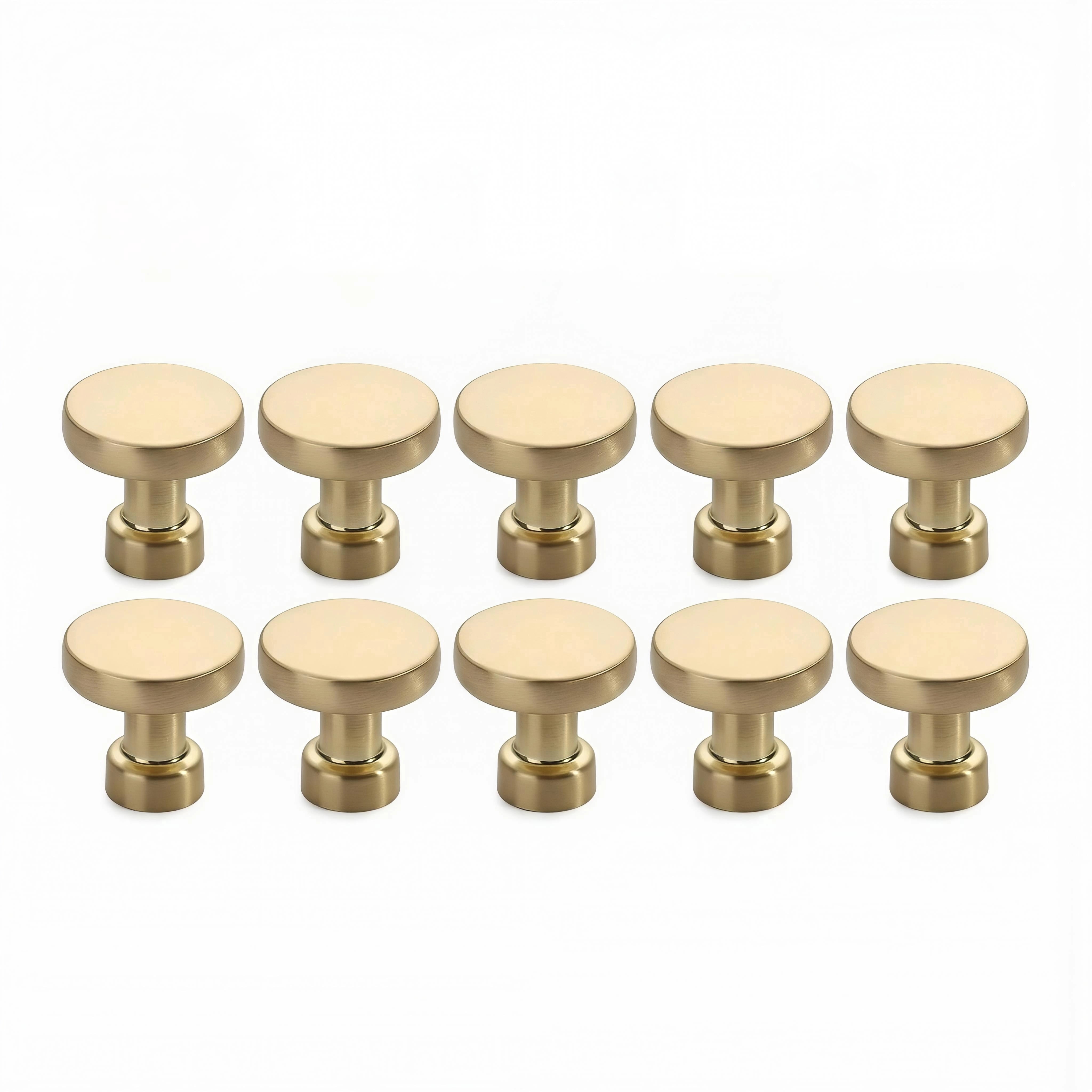 brushed gold knobs for dresser Akicon Brushed Gold Kitchen Cabinet Knobs 1-1/4 inch (32 mm) Diameter 100% Solid Brass Drawer Knob