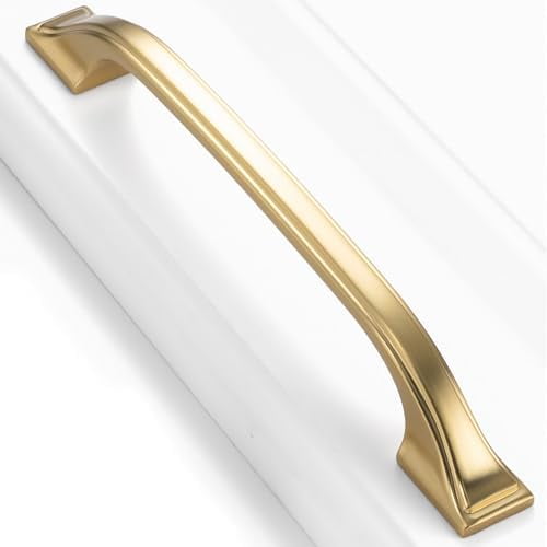 10 Pack Brushed Gold Cabinet Pulls 5 Inch Gold Cabinet Handles Gold Hardware for Kitchen Cabinets 8222 Drawers Bedroom Dresser Bathroom Vanity Cupboard