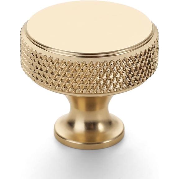 10 Pack Brushed Gold Knurled Cabinet Knobs Round Drawer Pulls