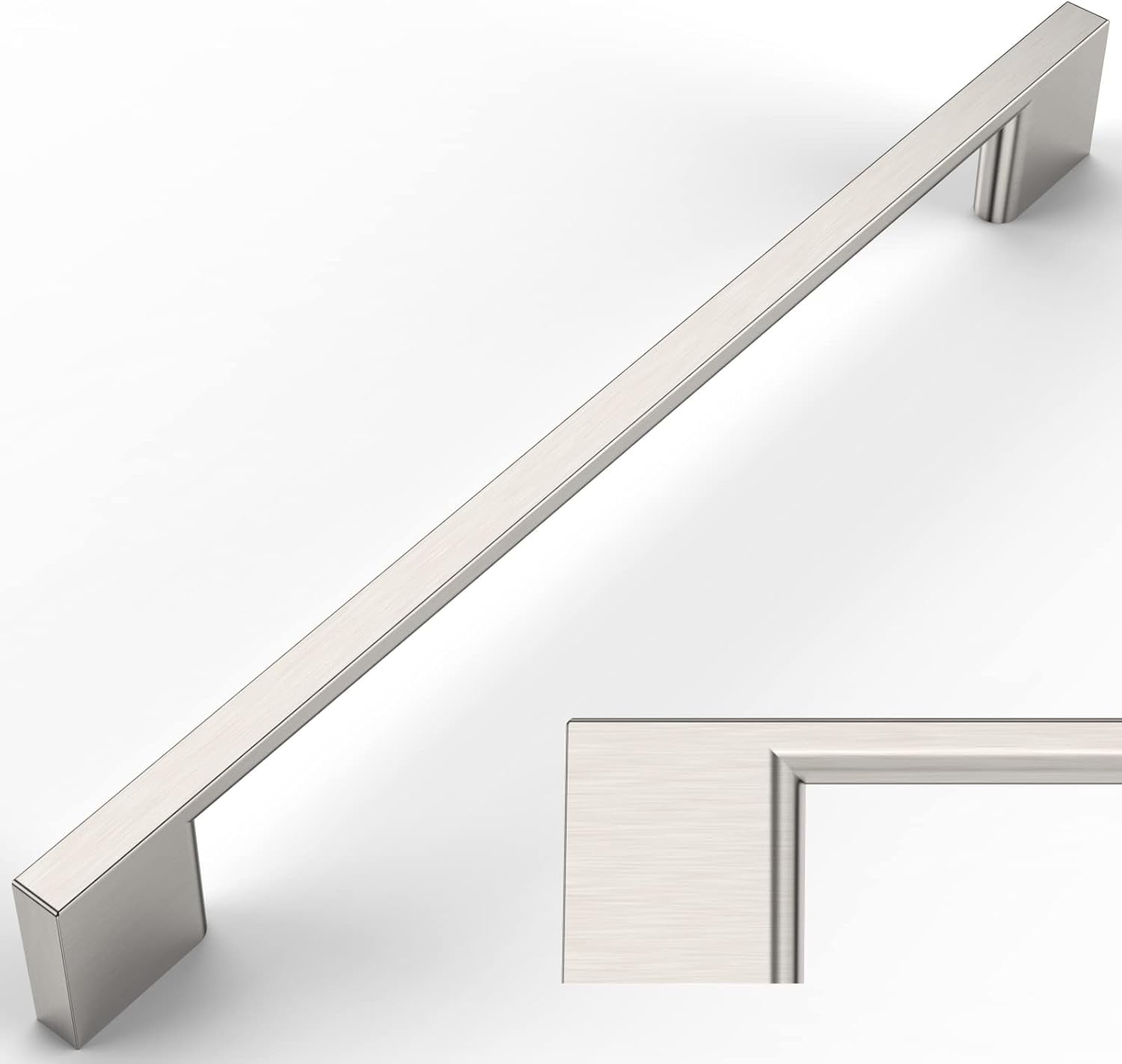 Brushed Nickel Cabinet Pulls - 10" Hole Centers Modern Kitchen Hardware