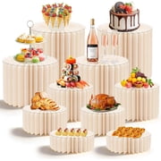 10 Pack Buffet Risers Foldable High Load-Bearing Food Display Risers for Buffet Table, Cylinder Cake & Dessert Stands for Weddings Party Catering Home Cupcake Stand Display with Clear Acrylic Tops