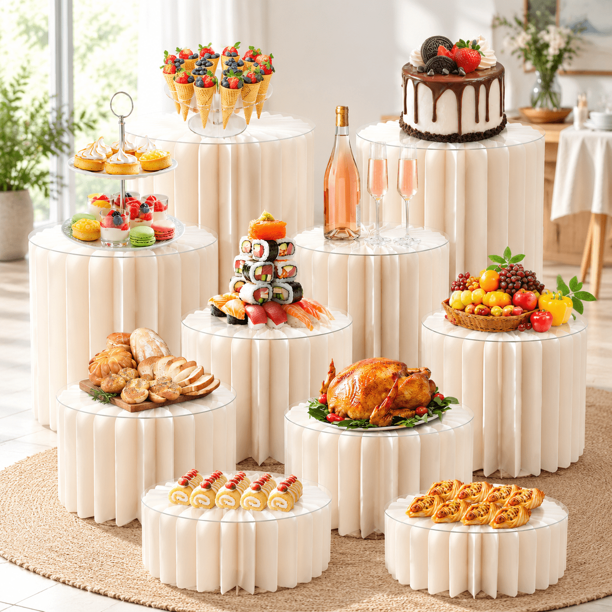 10 Pack Buffet Risers Foldable High Load-bearing Food Display For Table ...