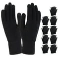 thumbnail image 1 of 10 Pack of Bulk Wholesale Adult One Size Knit Stretch Cold Winter Weather Gloves for Men, Women, Teens, Homeless and Charity Donations for Harsh Climates and Temperatures in Black, 1 of 7
