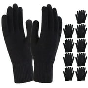 10 Pack of Bulk Wholesale Adult One Size Knit Stretch Cold Winter Weather Gloves for Men, Women, Teens, Homeless and Charity Donations for Harsh Climates and Te