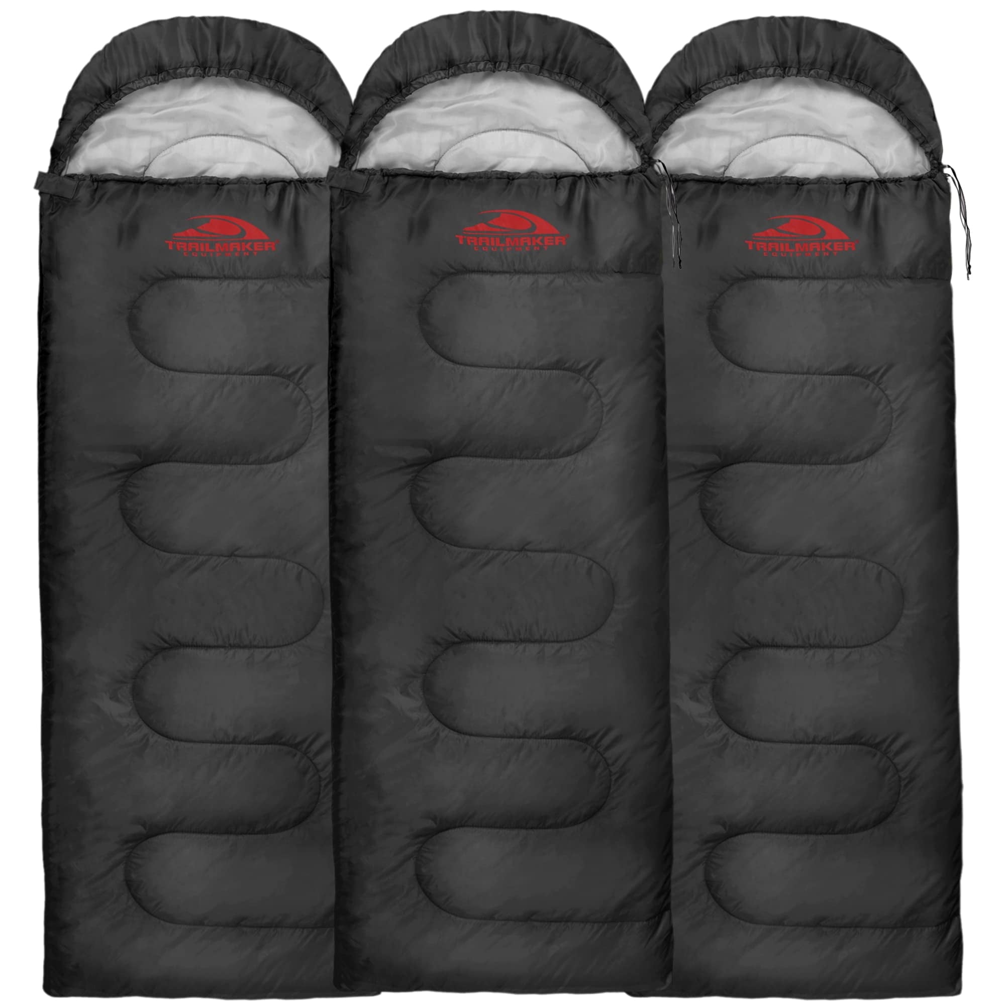 10 Pack Bulk Wholesale of Cold Weather Hooded Sleeping Bags for Adults, Kids, Homeless, Camping, Indoors, Outdoors - 10 Count Hooded Sleeping Bags in Black 71"L x 30"W