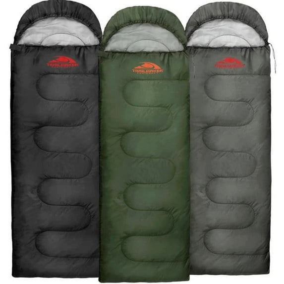 10 Pack of Bulk Wholesale Cold Weather Hooded Sleeping Bags for Adults, Kids, Homeless, Camping, Indoors & Outdoors - 10 Count Hooded Sleeping Bags in Black, Gray & Forest Green 71"L x 30"W