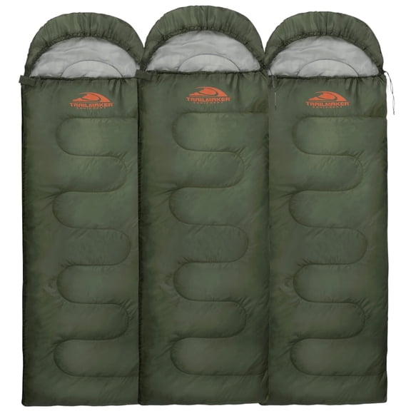 10 Pack of Bulk Wholesale 30 Degree Cold Weather Hooded Sleeping Bags for Adults, Kids, Homeless, Camping, Indoors, Outdoors - 10 Count Hooded Sleeping Bags in Forest Green 71"L x 30"W