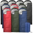 thumbnail image 1 of 10 Pack Bulk Wholesale of Cold Weather Hooded Sleeping Bags for Adults, Kids, Homeless, Camping, Indoors, Outdoors in Black, Navy Blue, Forest Green, Red - 71"L x 30"W, 1 of 11
