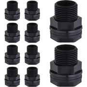 10 Pack Bulkhead Fitting, Garden Hose Threaded 3/4 Inch Male GHT x 1/2 Inch Female NPT Double Threaded Bulkhead Water Tank Connector for Rain Barrels Water Tank Pond Aquarium Tubs Pools Spigot