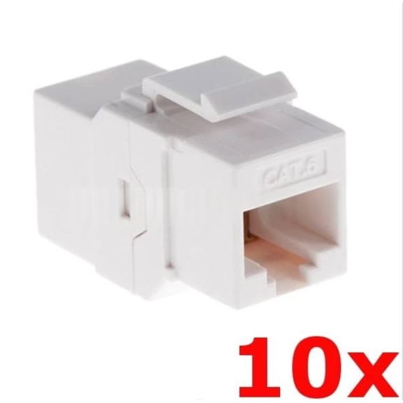 10-Pack CAT6 Inline Coupler Keystone RJ45 Female Jacks  White