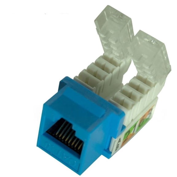 10-Pack CAT6 RJ45 Keystone Jacks 110 Punch-Down or Toolless, Blue