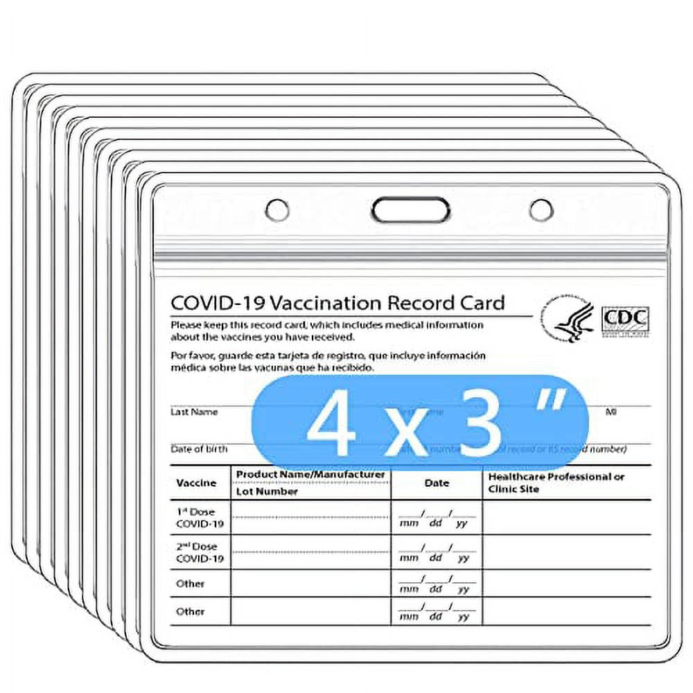 20 Pack CDC Vaccination Card Holder Immunization Record Vaccine Card  Protector 20x20 Sleeve Covid Shot Card Protector Cover Clear Vinyl Plastic  Sleeve ...