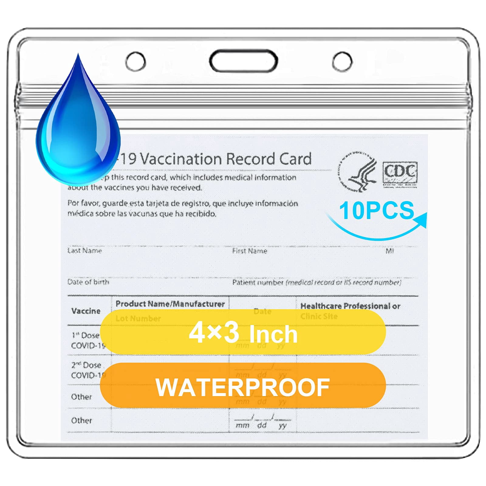 vaccine card plastic sleeve Holder，Vaccine Card Protector Waterproof Covid Vaccination Card Holder 4 X 3 Inches Immunization Record Vaccination Cards Protector Clear Vinyl (50Pack) : Office Products Large Armband Vaccination Card Holder. 6sisc 12Pcs Vaccination Card Protector