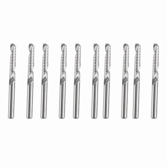 10 Pack CNC Router Bits 1/8 Inch Shank Spiral Upcut Bit Single Flute End Mill Set Milling Cutter Tungsten Steel Engraving Carving Tools Kit for MDF Wood Acrylic PVC