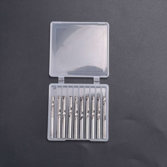 10 Pack CNC Router Bits 1/8 Inch Shank Spiral Upcut Router Bit Single Flute End Mill Set Milling Cutter Steel Engraving Carving Tools Kit for MDF Wood Acrylic PVC