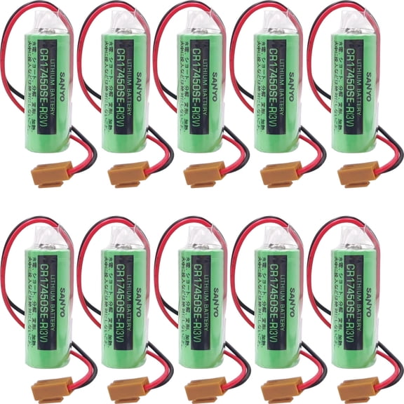 (10-Pack) CR17450SE-R 3V PLC Replacement Battery with Brown Plug for FANUC A98L-0031-0012 CNC System