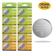 10 Pack CR2450 Battery 3 Volt Lithium Coin Button Cell Batteries - High Capacity 700mAh for Flameless Tea Light Candles, Remote, Window Sensor
