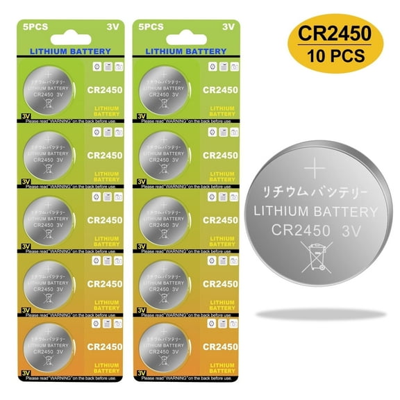 10 Pack CR2450 Battery 3 Volt Lithium Coin Button Cell Batteries - High Capacity 700mAh for Flameless Tea Light Candles, Remote, Window Sensor