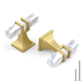 10 Pack Cabinet Knobs, Black&Gold Kitchen Dresser Drawer Handles, T-bar Hardware