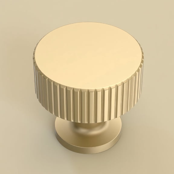10 Pack Cabinet Knobs Brushed Gold, Solid Zinc Fluted Single Hole Knobs for Cabinets Drawers Dressers, 2 Screw Sizes Included