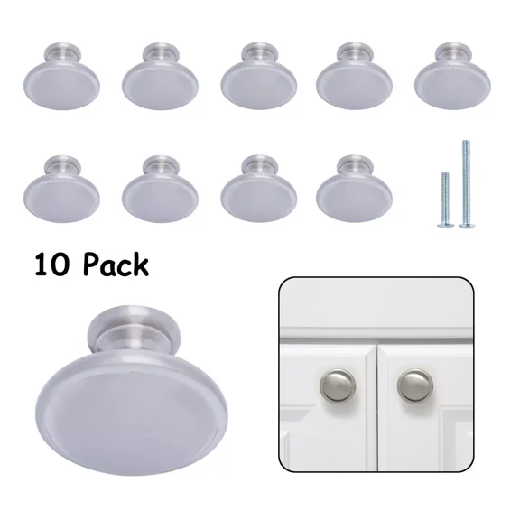 10 Pack Cabinet Knobs Door Drawer Pulls Handles Kitchen Hardware Brushed Nickel