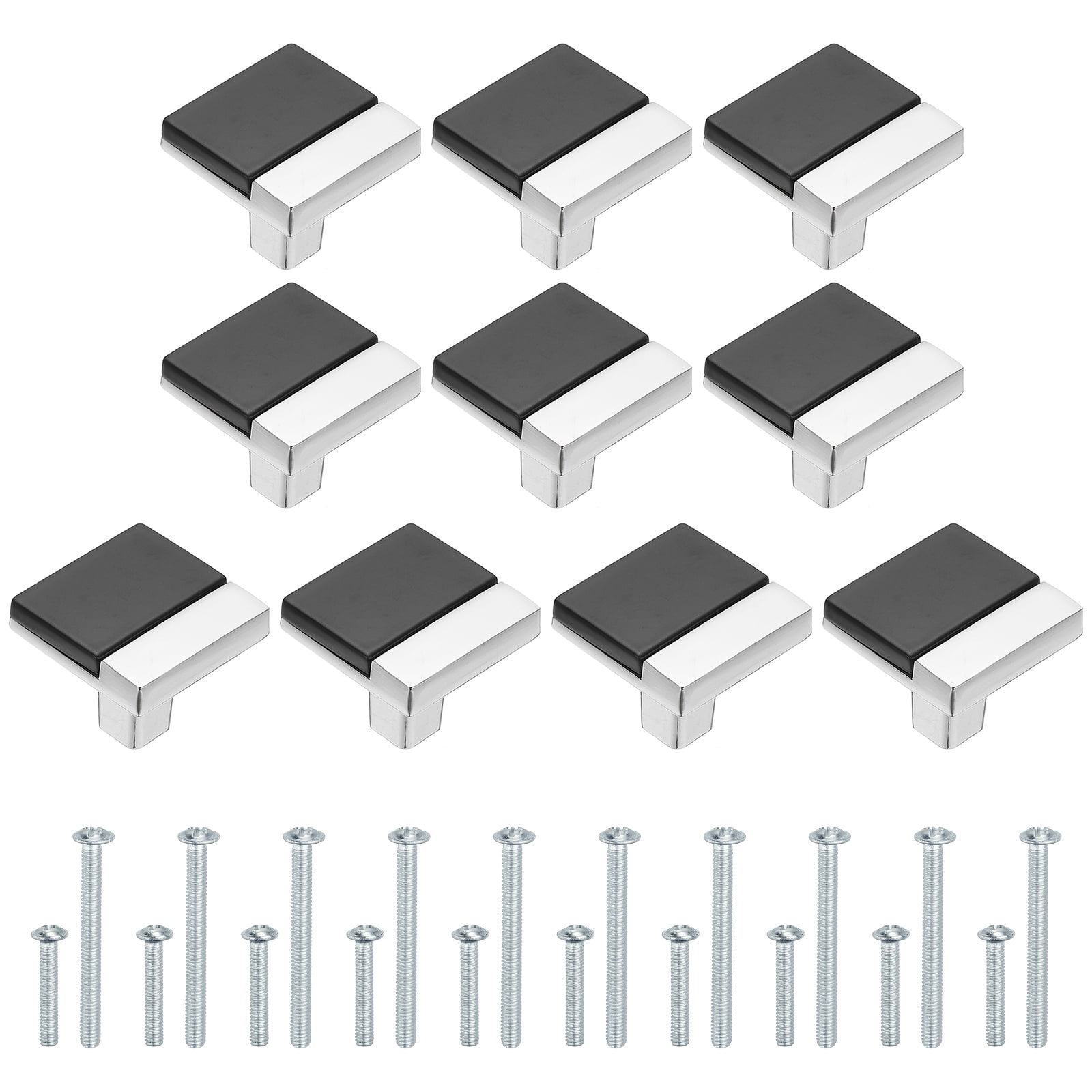 10 Pack Cabinet Knobs, Kitchen Cabinet Pulls Single Hole Dresser Handles and Drawer Pulls for Bedroom Dresser Black Silver